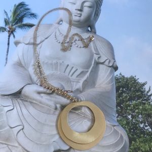 Anthropologie brushed gold pendant necklace